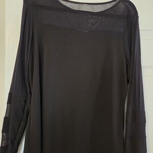 INC International Concepts Sheer Sleeve Black Top